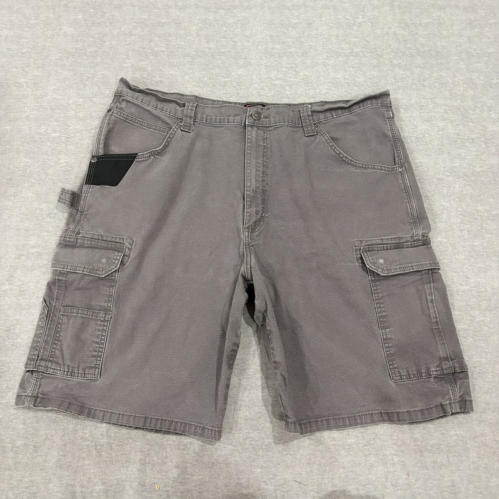 Wrangler Workwear Cargo Shorts Mens 40 Gray Ripstop Canvas Carpenter Utility